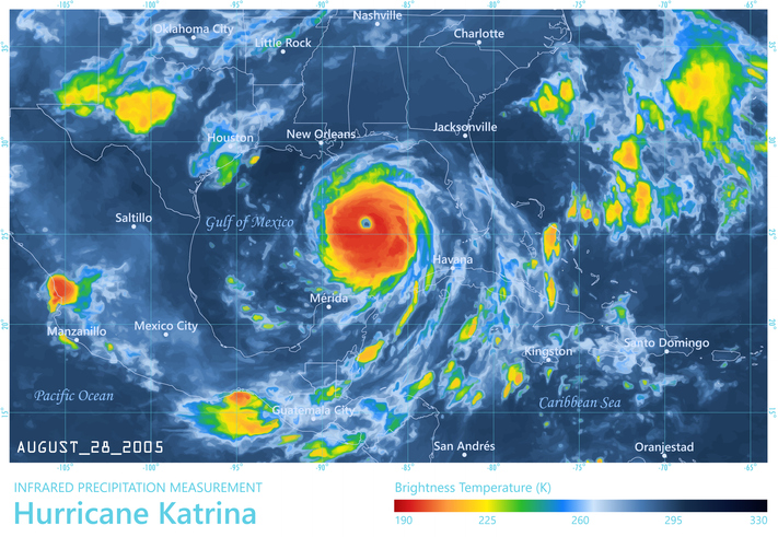 Hurricane Katrina 20050828 Precipitation Map Gulf Of Mexico
