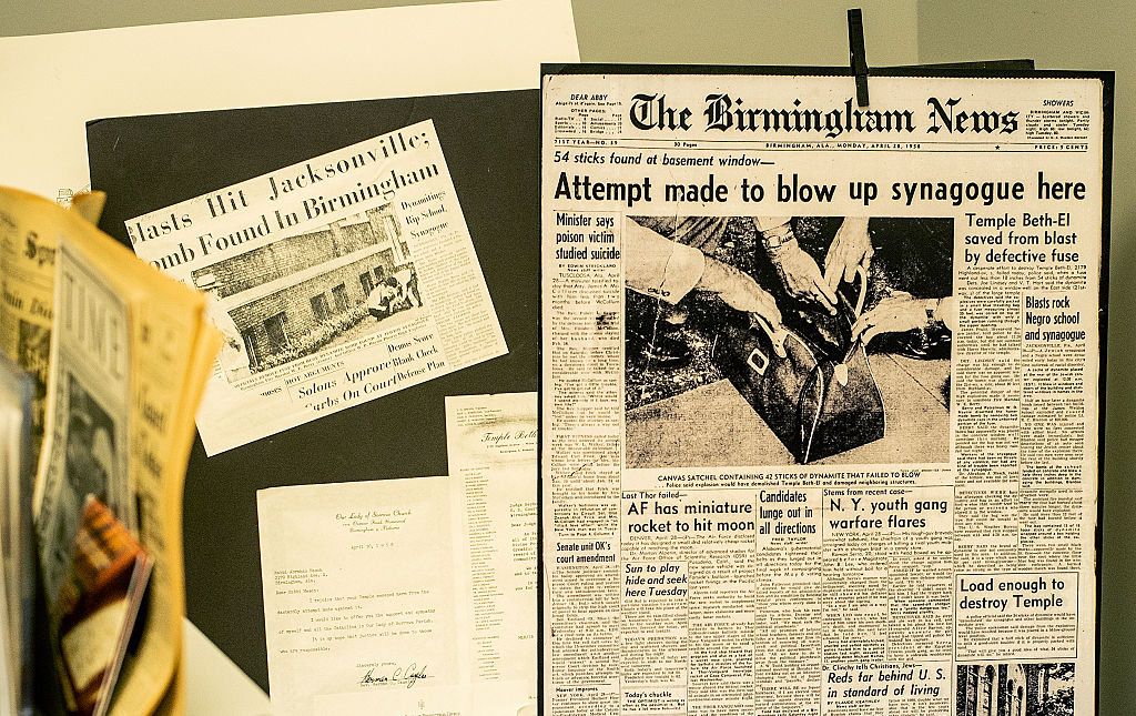 Birmingham, AL - May 25th: An archived newspaper headline deta