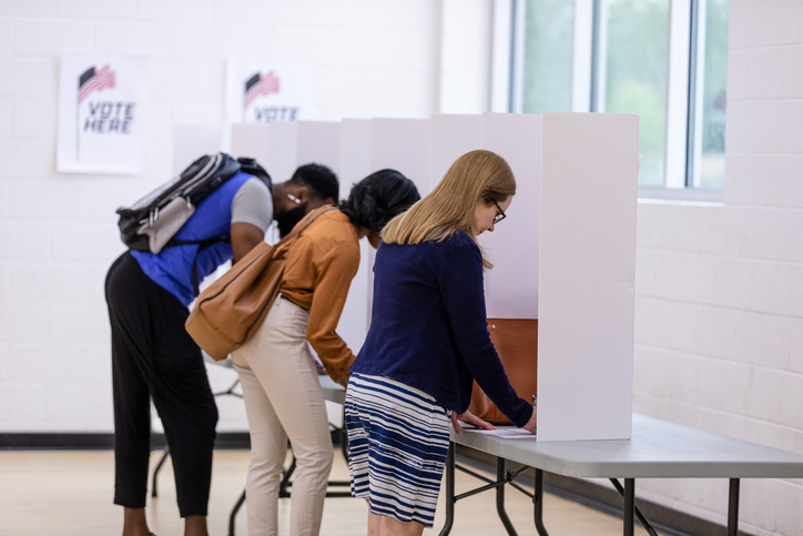 People Voting at Polling Place, Election Day