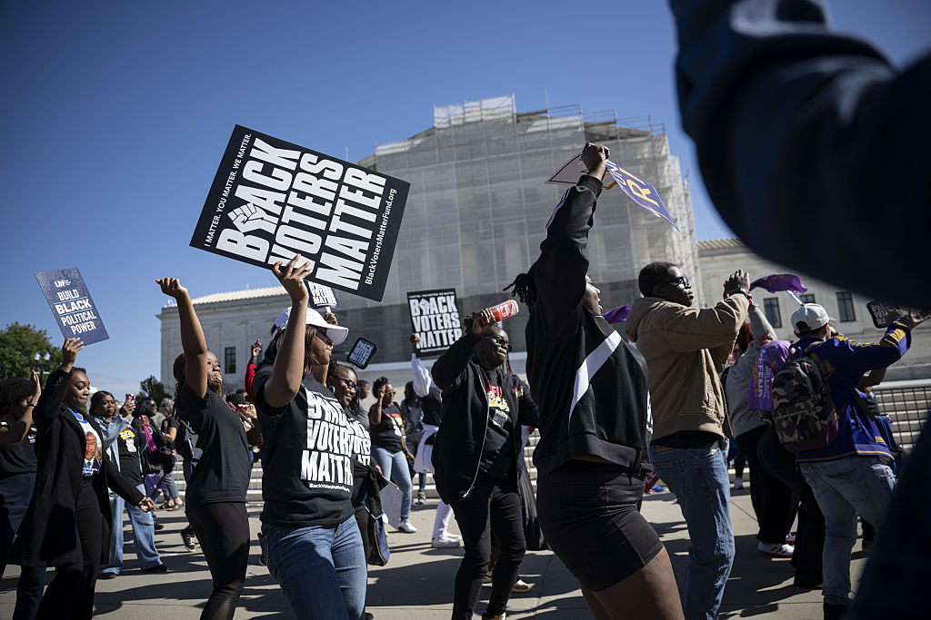Protesters gather outside U.S. Supreme Court over redistricting case