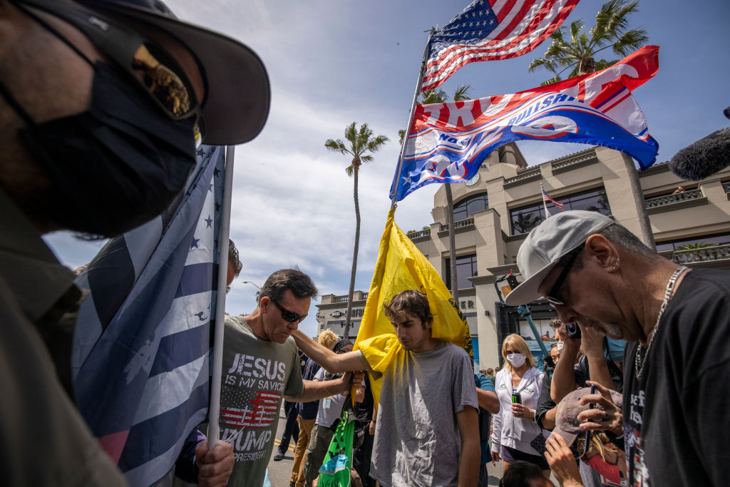 White Nationalists Group "White Lives Matter" Organizes March In Huntington Beach