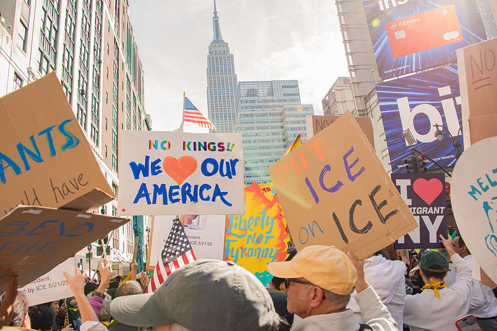 No Kings, protest, signs, Donald Trump 